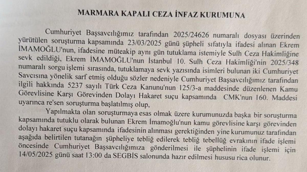Ekrem İmamoğlu'na Hakaret Suçlaması Haberi